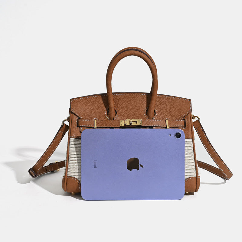 VitaBella™ Portofino – Tasche aus echtem Togo-Leder und Platin-Canvas – Ansicht 13