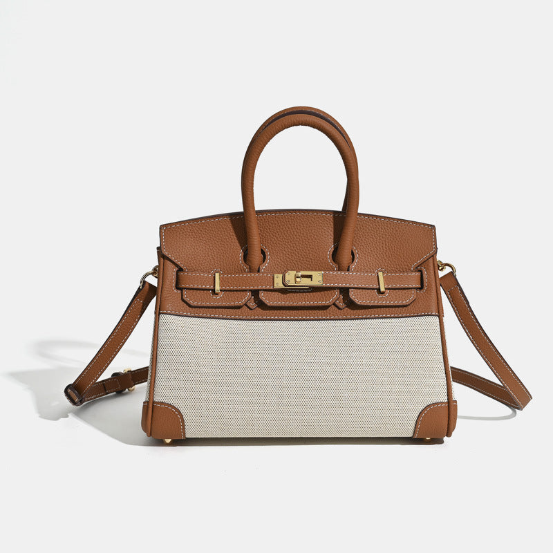 VitaBella™ Portofino – Tasche aus echtem Togo-Leder und Platin-Canvas – Ansicht 14
