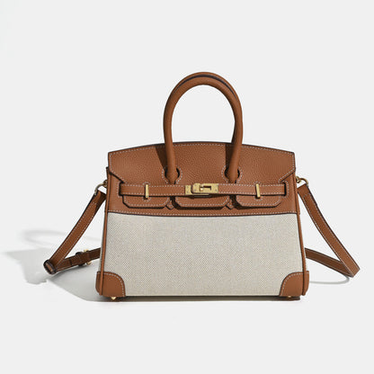 VitaBella™ Portofino – Tasche aus echtem Togo-Leder und Platin-Canvas – Ansicht 14