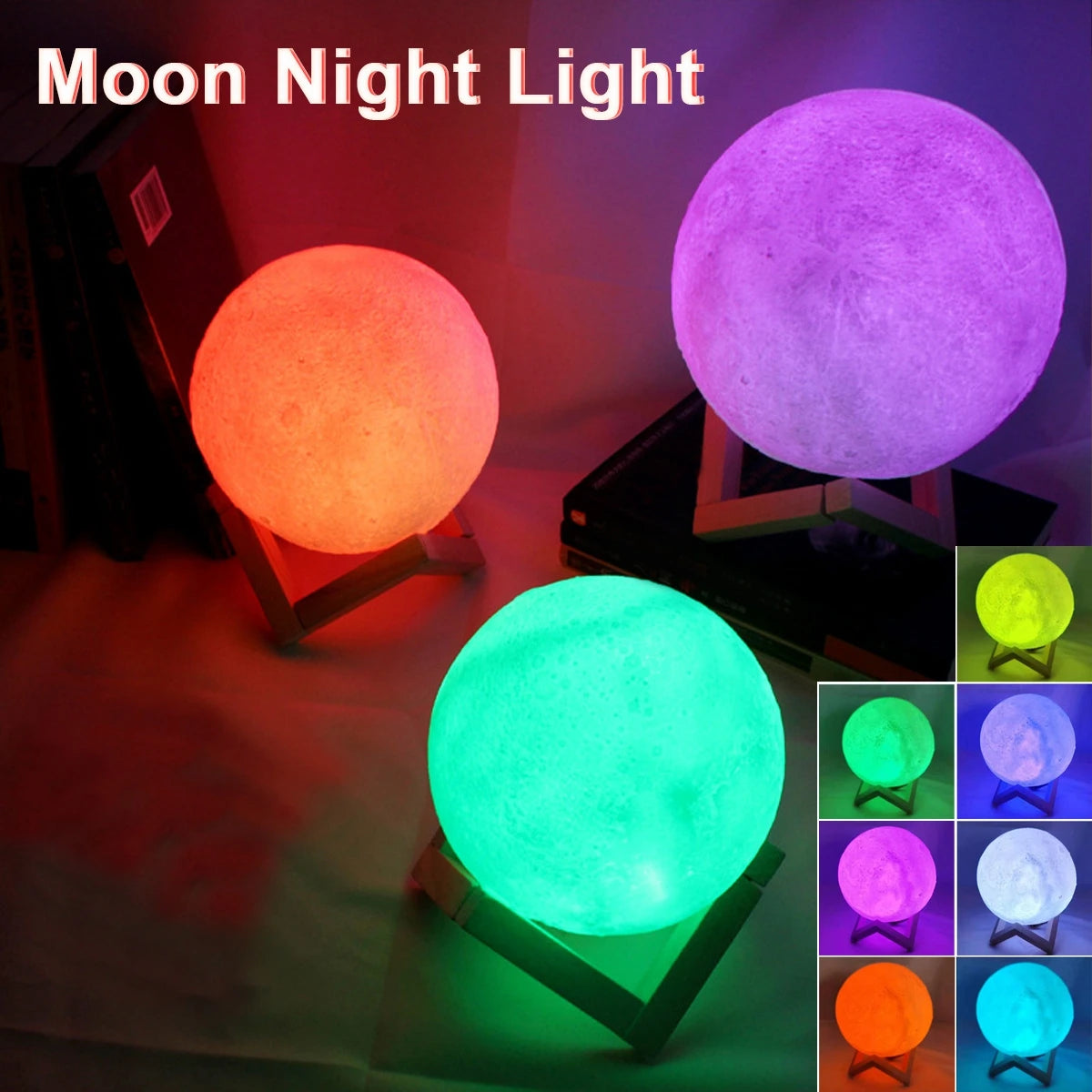 Moon Lamp LED Night Light Battery Powered With Stand Starry Lamp For Bedroom Decor Night Lights Kids Gift Moon Lamp – Ansicht 6