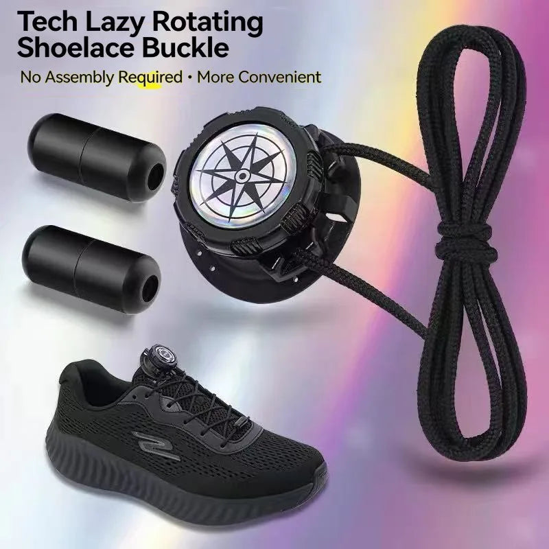 Upgraded No‑Tie Automatic Sneaker Laces Thick Rope Shoelaces with Swivel Metal Capsule Buckles Easy Installation