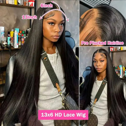Vital™ 38-Inch Bone Straight 13x6 HD Lace Front Human Hair Wig | Pre-Plucked Glueless