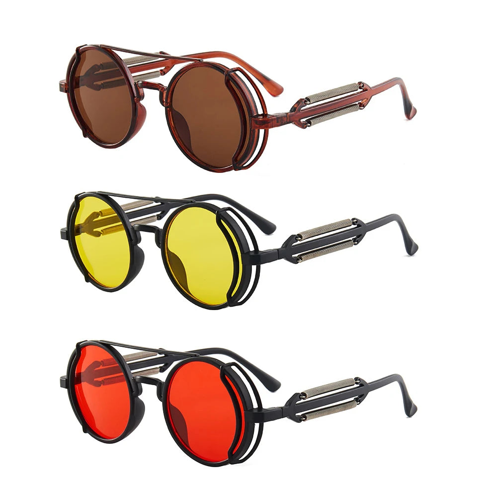 Classic Gothic Steampunk Sunglasses Luxury Brand Designer High Quality Men and Women Retro Round Pc Frame Sunglasses – Ansicht 9