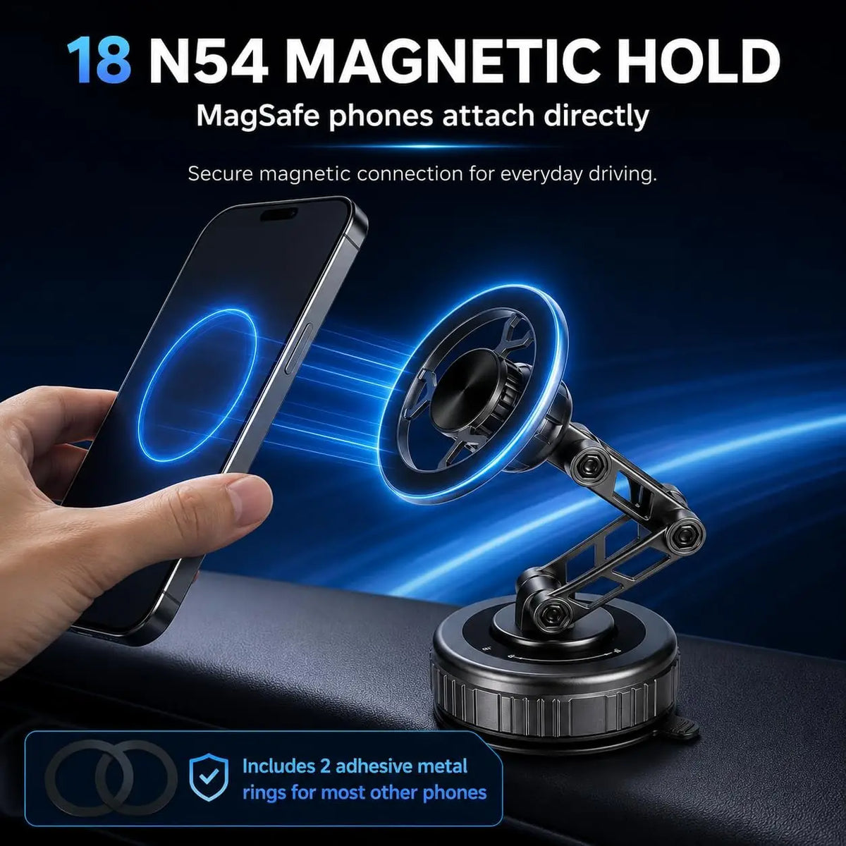 Auto-Handyhalterung mit Saugnapf und Magnet 3-Achsen – Ansicht 5