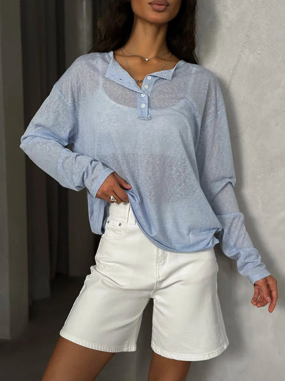VitaCare™ SilkyKnit Basic Longsleeve Loose Bottom Top