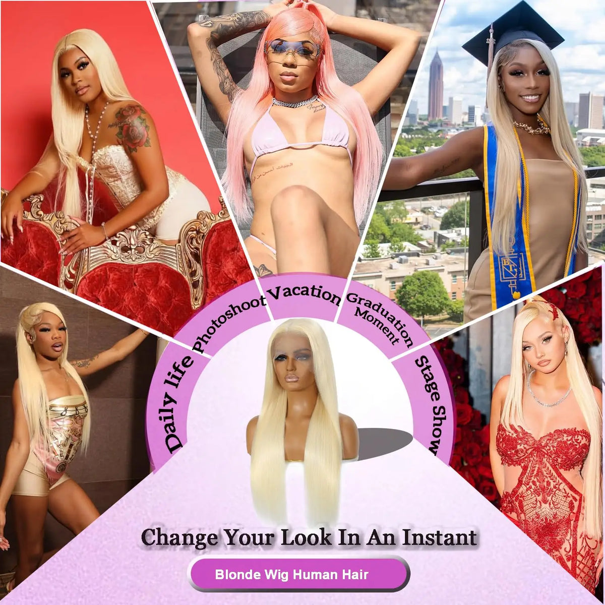 Vital™ Perücke Echthaar Blond – Ansicht 4