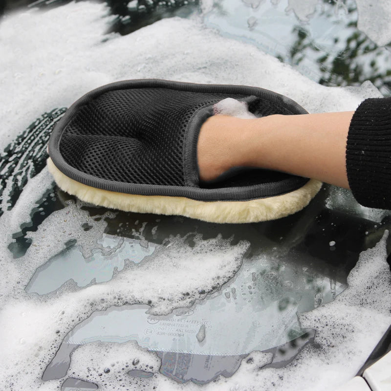 Vital™ Plush Wool Soft Car Wash Mitt & Cleaning Glove | Scratch-Free Auto Detailing
