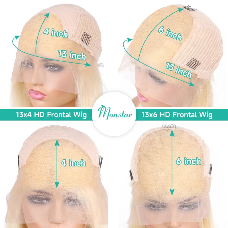 Lace-Front-Perücke Echthaar Blond glatt – Ansicht 6