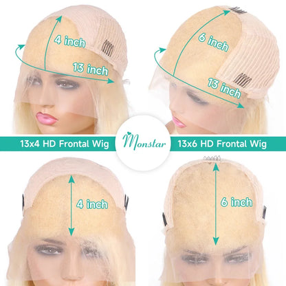 Lace-Front-Perücke Echthaar Blond glatt – Ansicht 6