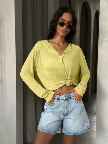VitaCare™ SilkyKnit Basic Longsleeve Loose Bottom Top