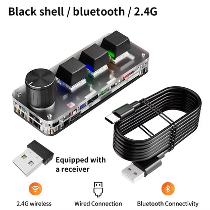 Makro-Tastatur mechanisch mit 3 Tasten und Drehknopf – Ansicht 12