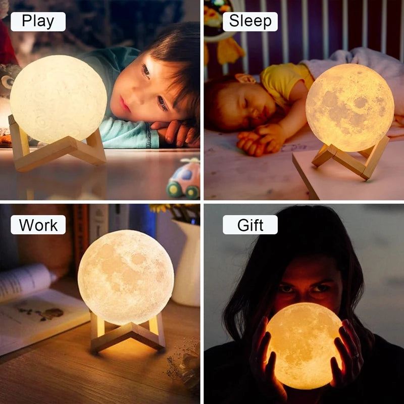 Moon Lamp LED Night Light Battery Powered With Stand Starry Lamp For Bedroom Decor Night Lights Kids Gift Moon Lamp – Ansicht 3