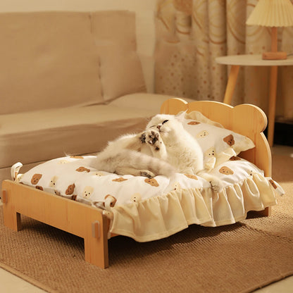 Katzenbett aus Holz im Teddy-Look – Ansicht 3