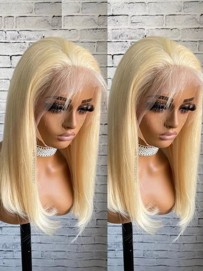 Lace-Front-Perücke Echthaar Blond glatt – Ansicht 3