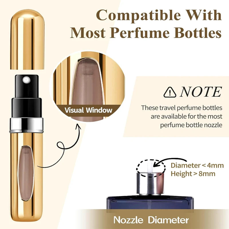 Vital™ 5ml Portable Refillable Perfume Atomizer | Travel Mini Spray Bottle