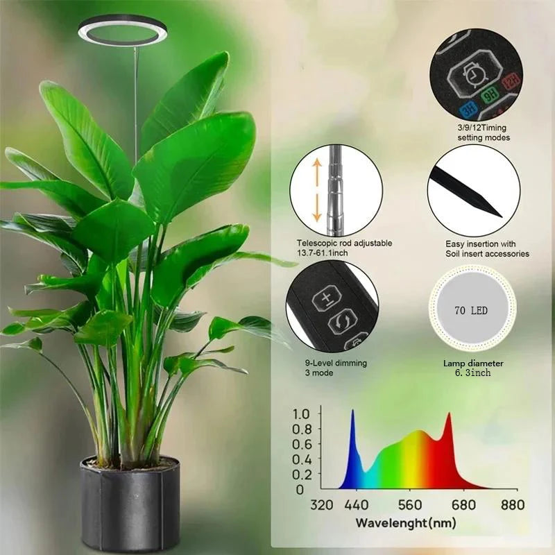 Pflanzenlampe LED-Ring höhenverstellbar bis 160 cm – Ansicht 2