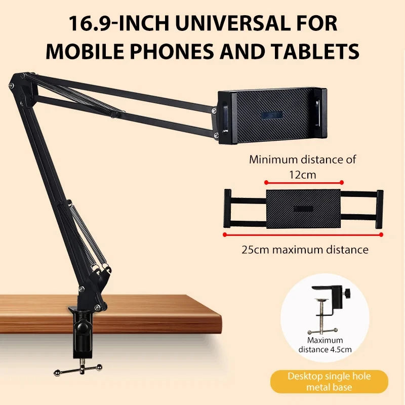Tablet- und Handyhalter mit langem Arm aus Metall – Ansicht 2