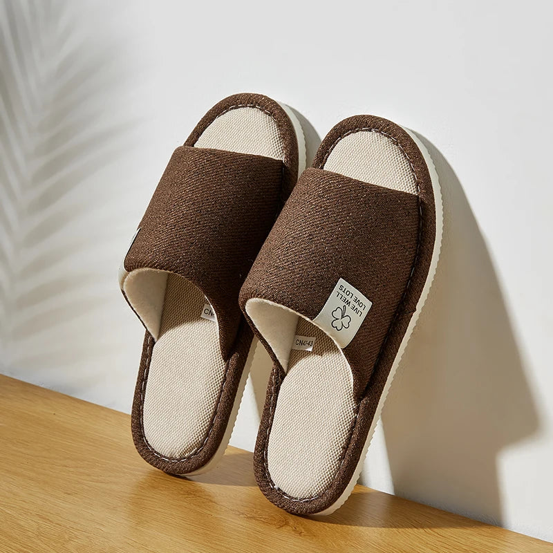 Home Linen Slippers For Men In Spring&Autumn Comfortable Bedroom Open-toed&Breathable Slippers Men's & Women's Shoes Summer – Ansicht 9