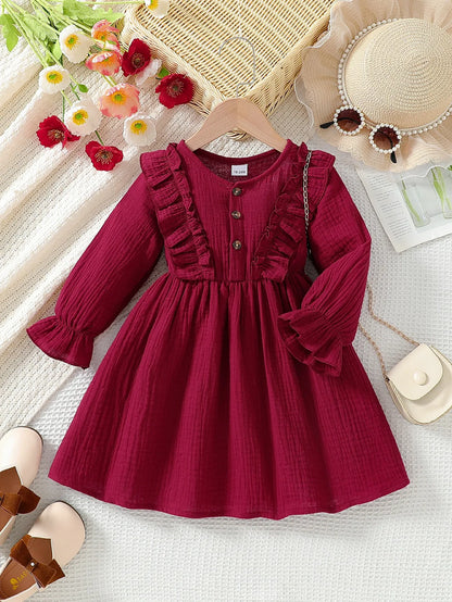 VitaHome™ LittleChic Solid Long-Sleeve Casual Dress