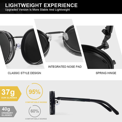 Vita Retro Punk Adjustable Polarized Round Sunglasses