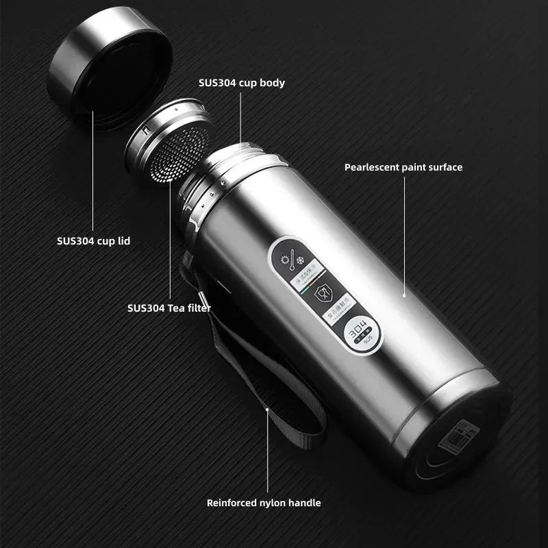 Thermosflasche aus Edelstahl mit LED-Temperaturanzeige 1 l – Ansicht 4