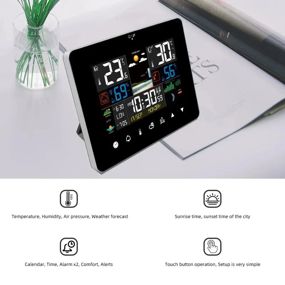 Wetterstation mit Wecker, Thermometer und Hygrometer – Ansicht 3