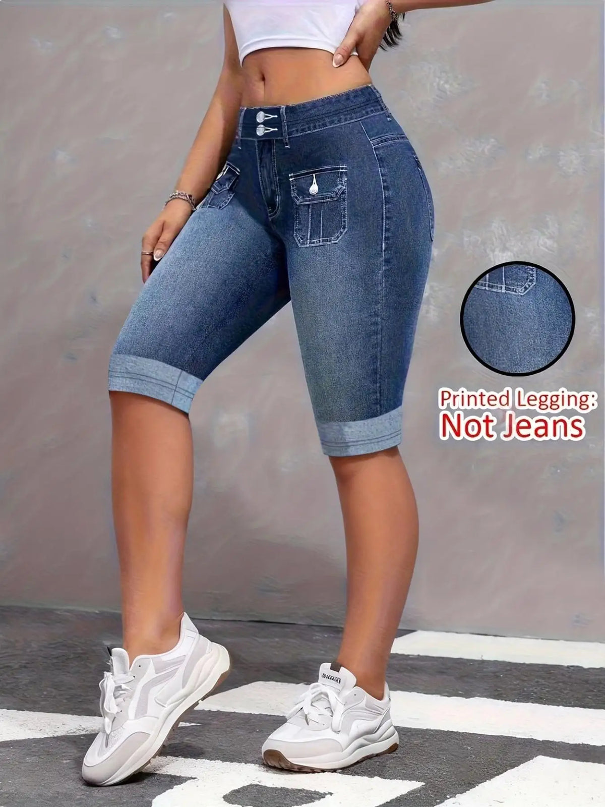 Vital™ DenimFlex High-Waist Faux Denim Capri Yoga Pants
