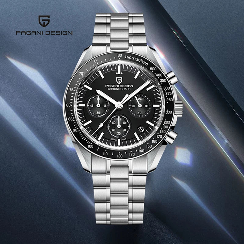 Herrenuhr Mondphase Chronograph Edelstahl wasserdicht