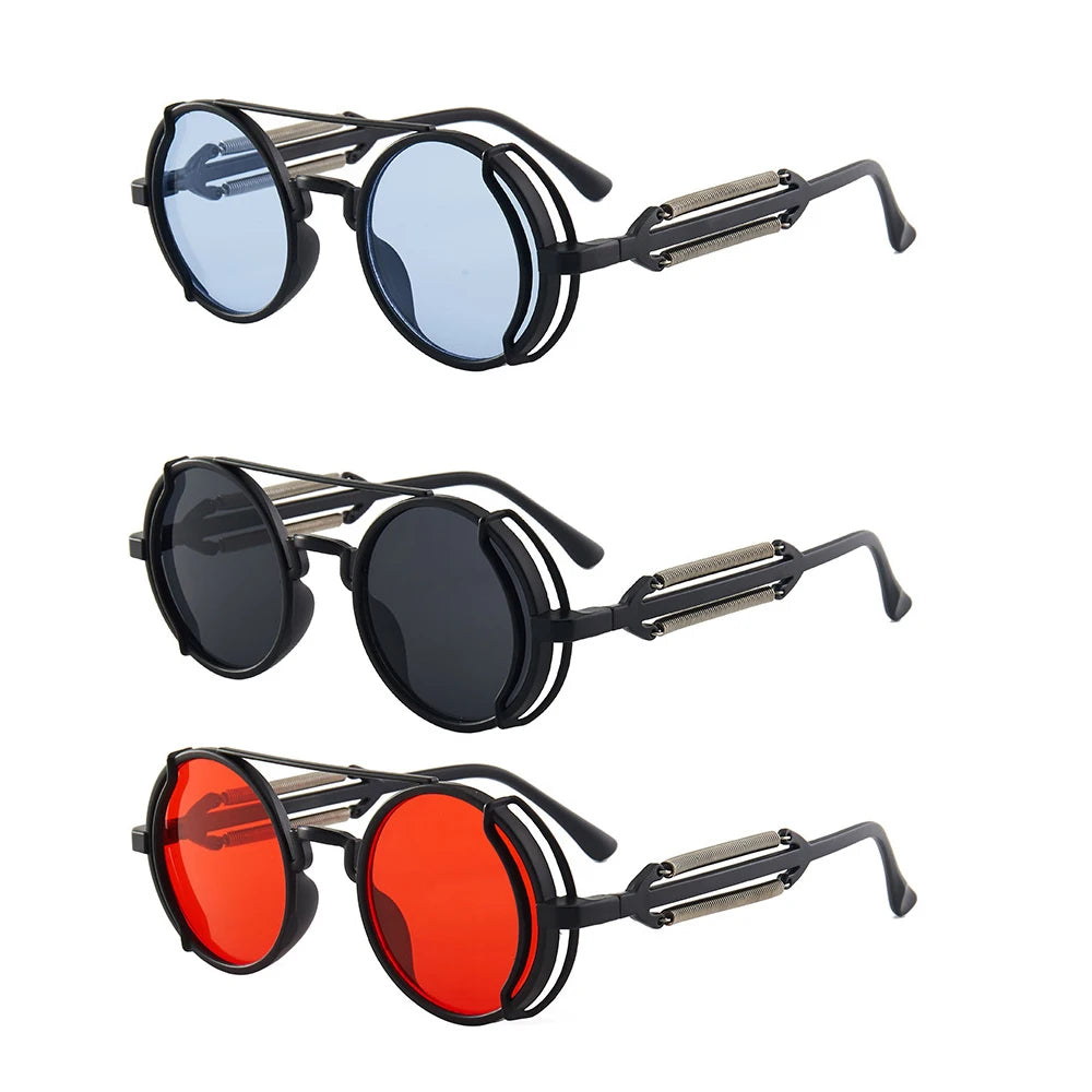 Classic Gothic Steampunk Sunglasses Luxury Brand Designer High Quality Men and Women Retro Round Pc Frame Sunglasses – Ansicht 7