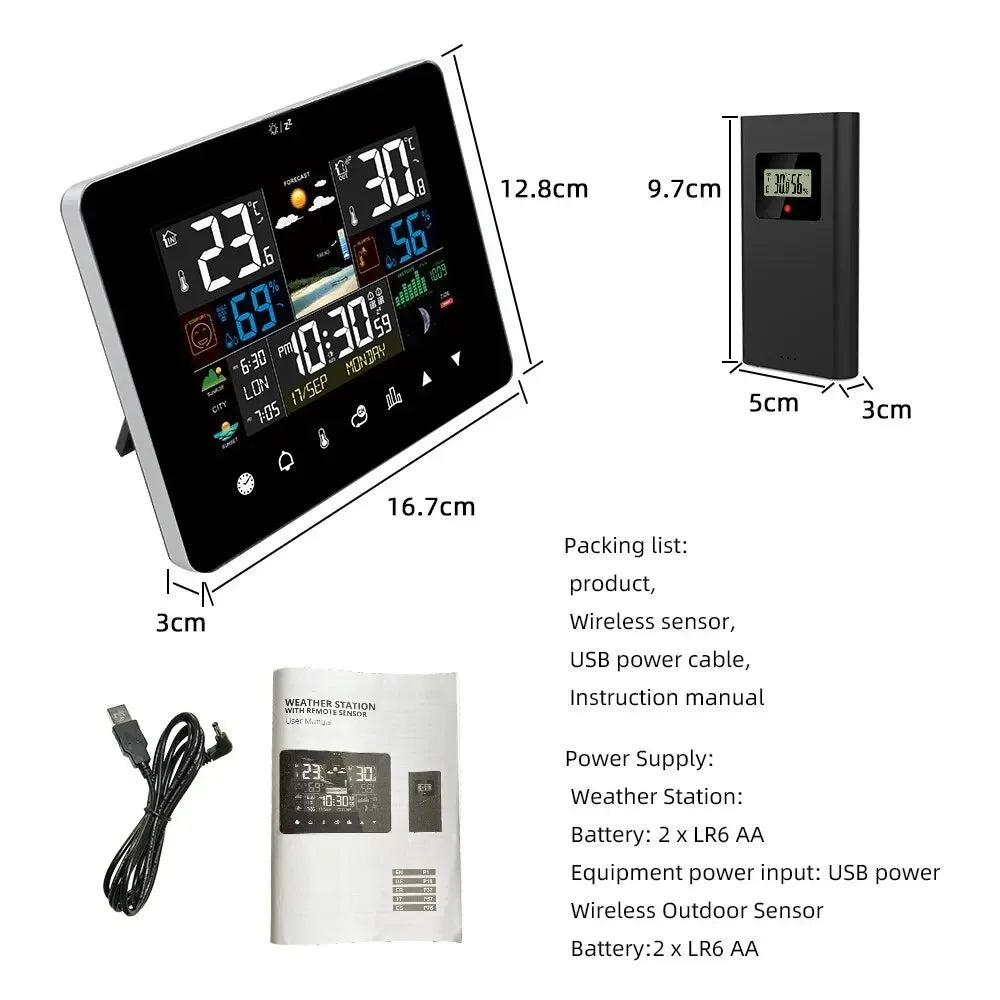 Wetterstation mit Wecker, Thermometer und Hygrometer – Ansicht 5