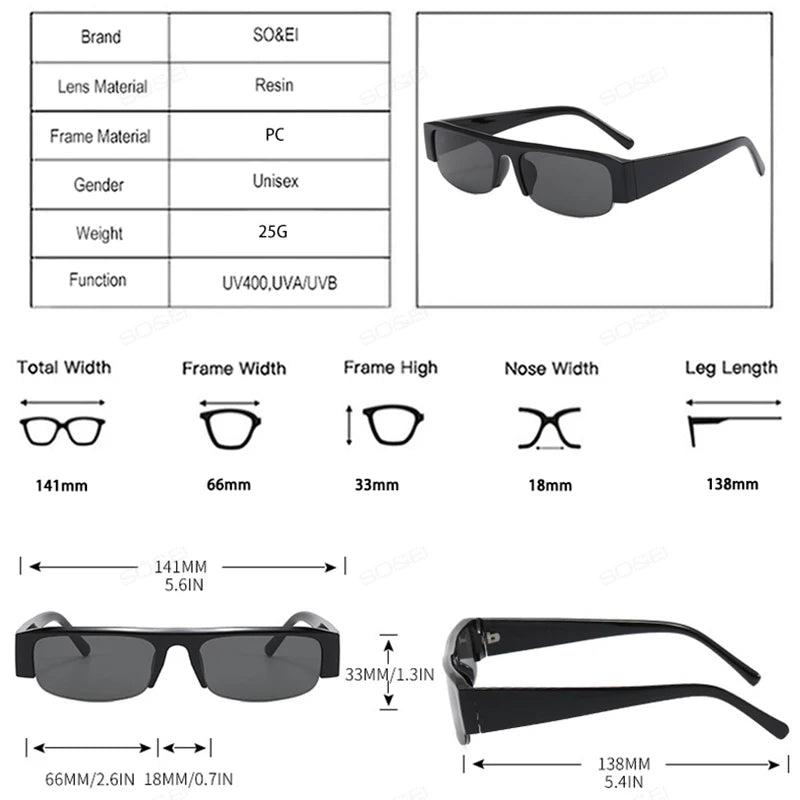 VitaFrame™ Small Rectangle Half-Frame Sunglasses
