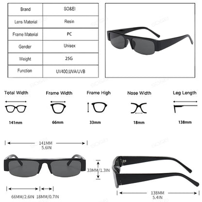 VitaFrame™ Small Rectangle Half-Frame Sunglasses