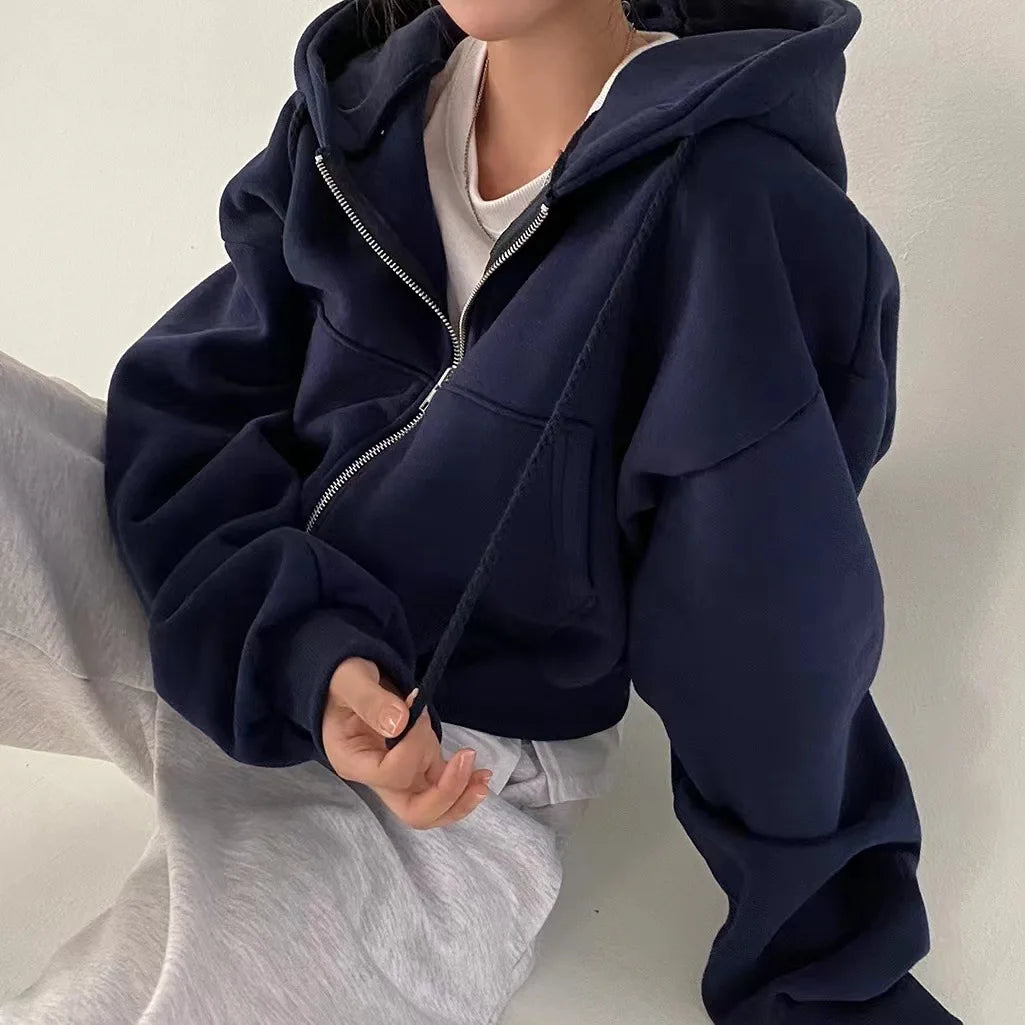 VelvetCore™ Oversized Zip Crop