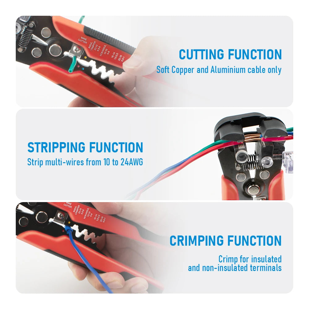 Professional Electrician Wire Pliers Cable Wire Stripper Cutter Crimper Automatic Crimping Stripping Tool – Ansicht 4