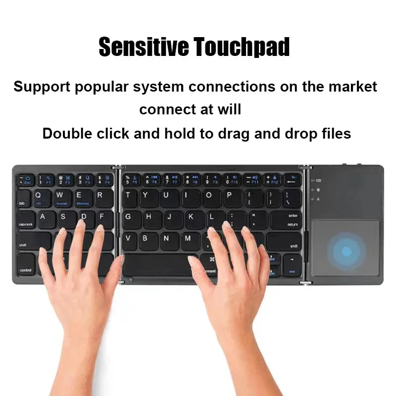 Bluetooth-Tastatur faltbar mit Touchpad – Ansicht 3