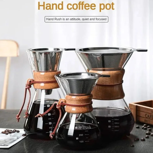 Kaffeekanne aus Glas mit Edelstahlfilter für Handaufguss