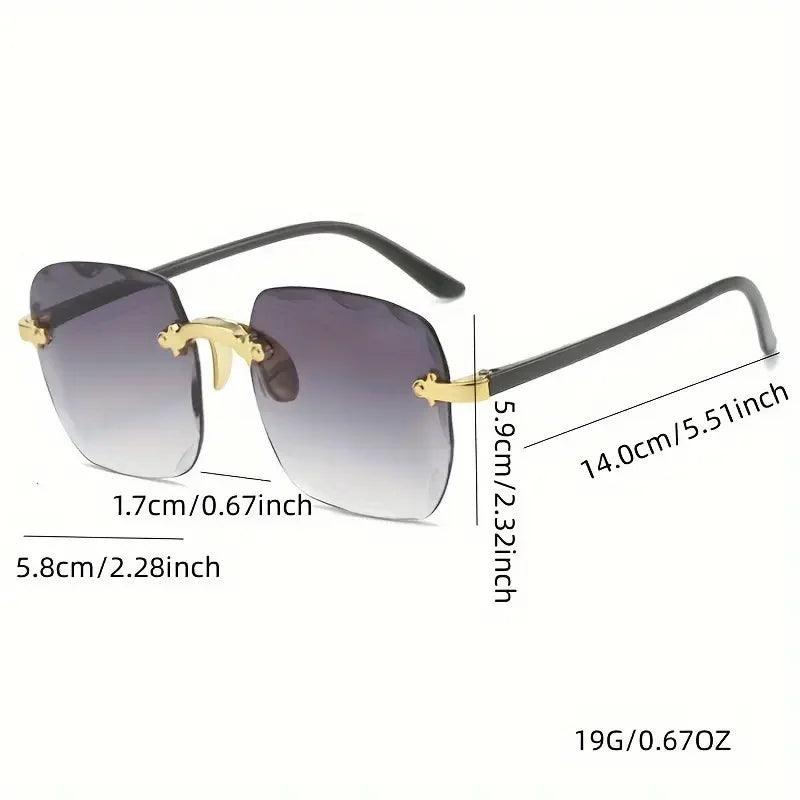 Luxury Designer Square Rimless UV400 Sunglasses (3-Piece Set)