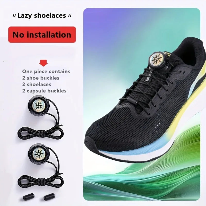 Upgraded No‑Tie Automatic Sneaker Laces Thick Rope Shoelaces with Swivel Metal Capsule Buckles Easy Installation – Ansicht 3