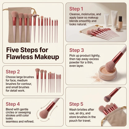 VitaCare™ VelvetBlend 13-Piece Professional Makeup Brush Set