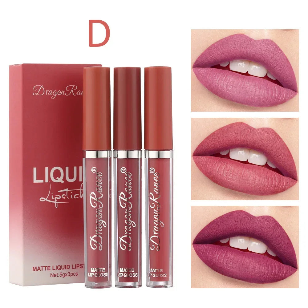 Flüssiger Lippenstift wasserdicht matt 3er-Set – Ansicht 9