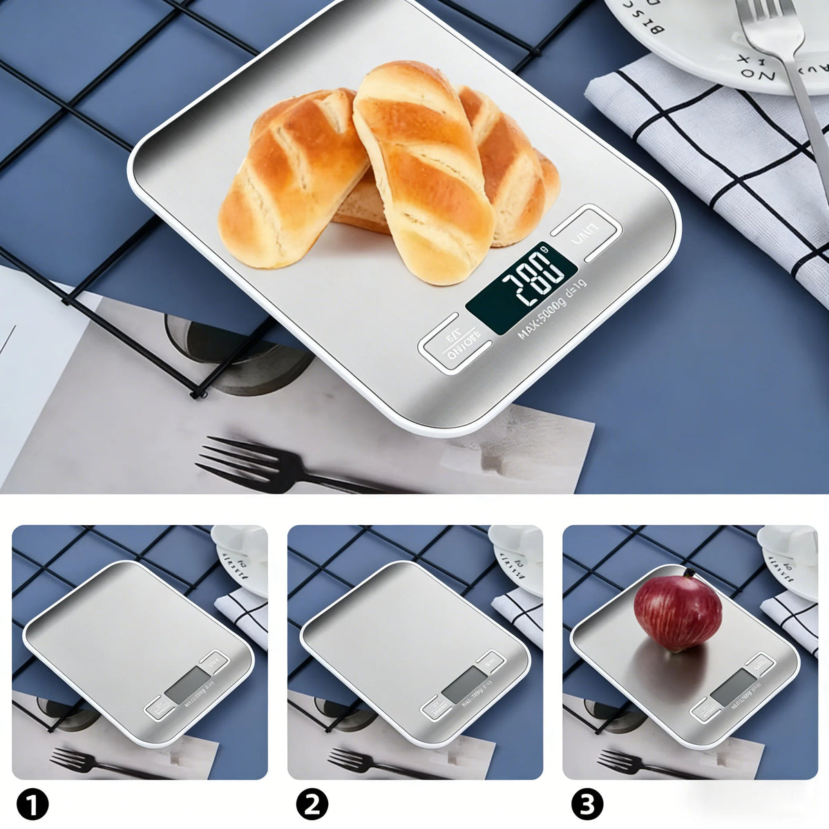 VitaHome™ PrecisionChef Digital Stainless Steel Kitchen Scale – Ansicht 4
