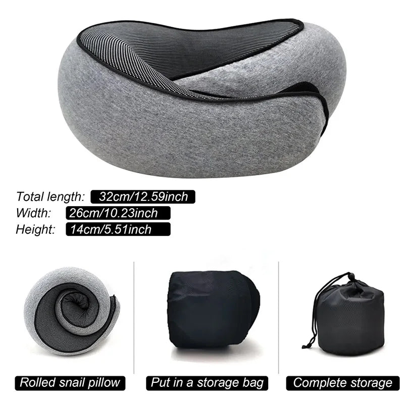 Travel Neck Pillow Memory Foam U-shaped Pillow Snail Style Travel Neck Support Portable Adjustable Soft Noon Break Sleep Pillows – Ansicht 3