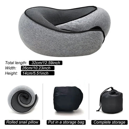 Travel Neck Pillow Memory Foam U-shaped Pillow Snail Style Travel Neck Support Portable Adjustable Soft Noon Break Sleep Pillows – Ansicht 3