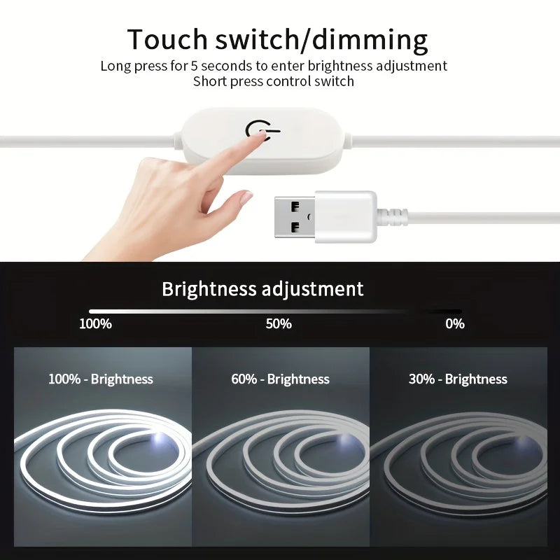 USB Touch Control Neon Light Strip Flexible Cuttable Soft Even Glow LED Neon Light For Desk Setup Home Ambient Decor Lighting – Ansicht 2