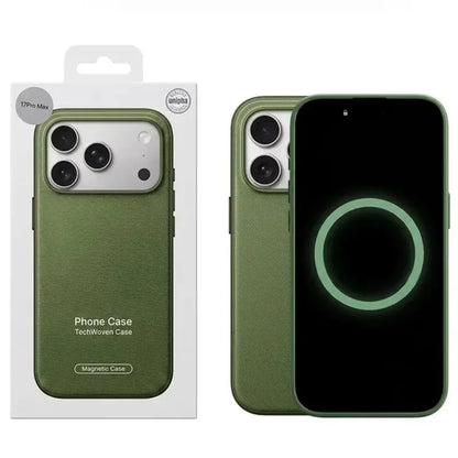 Luxury Business Technology Woven Magnetic Case for IPhone 18 Pro Max 17 16 15 14 13 Technical Fabric Anti Drop Cover with Packet
