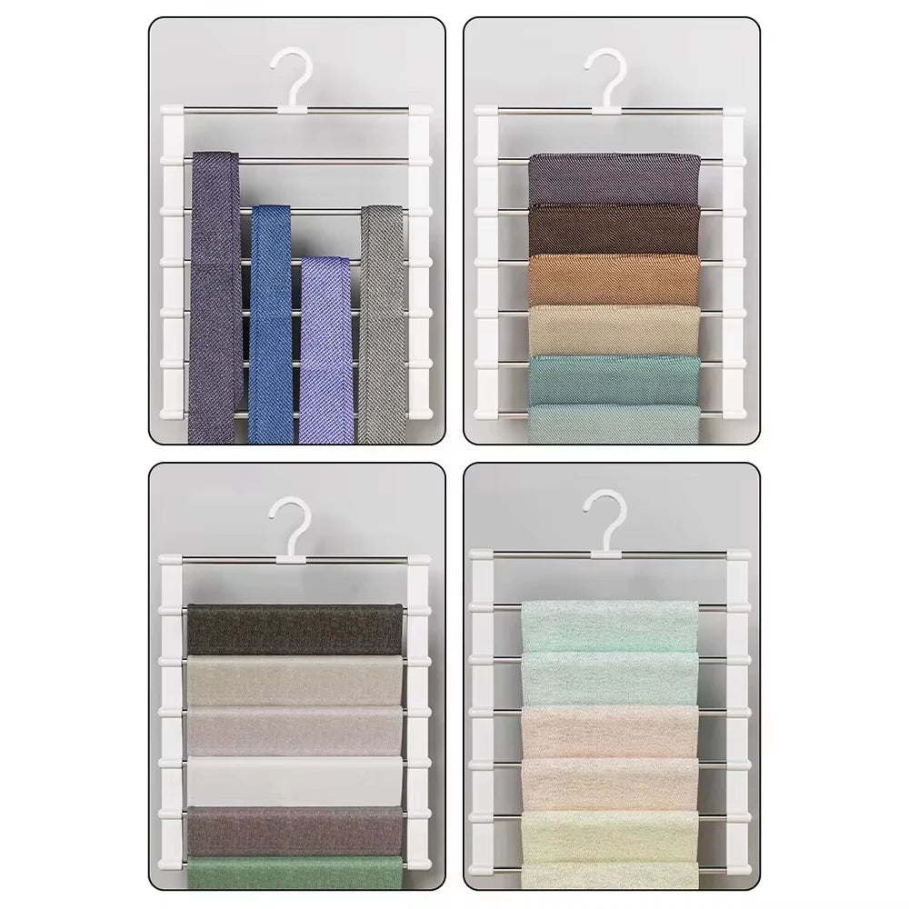 Multi-Layer Pants Hanger Space Saving Closet Organizer Foldable Trousers Clothes Rack Wardrobe Storage with Non Slip Clips – Ansicht 5