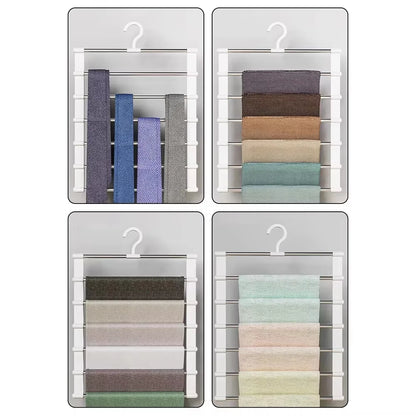 Multi-Layer Pants Hanger Space Saving Closet Organizer Foldable Trousers Clothes Rack Wardrobe Storage with Non Slip Clips – Ansicht 5