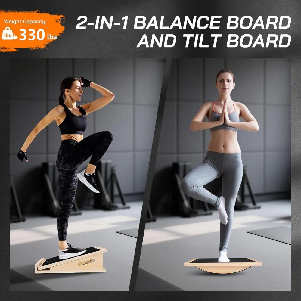 Balance-Board aus Holz 2-in-1 mit 4 Neigungsstufen – Ansicht 2