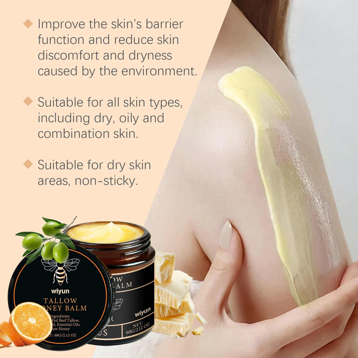 Tallow Honey Cream Glow Hydrating Skin Improve Elasticity Soft Bleaching Improve Dullness Firming Face Body Moisturizer Lotion – Ansicht 2