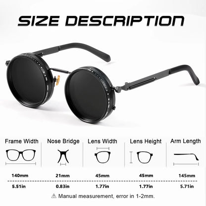 Vita Retro Punk Adjustable Polarized Round Sunglasses
